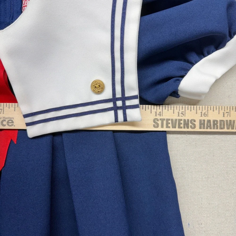 Vintage Kids Navy Blue Sailor Dress White Collar Nautical Pleated 4T Dress Up